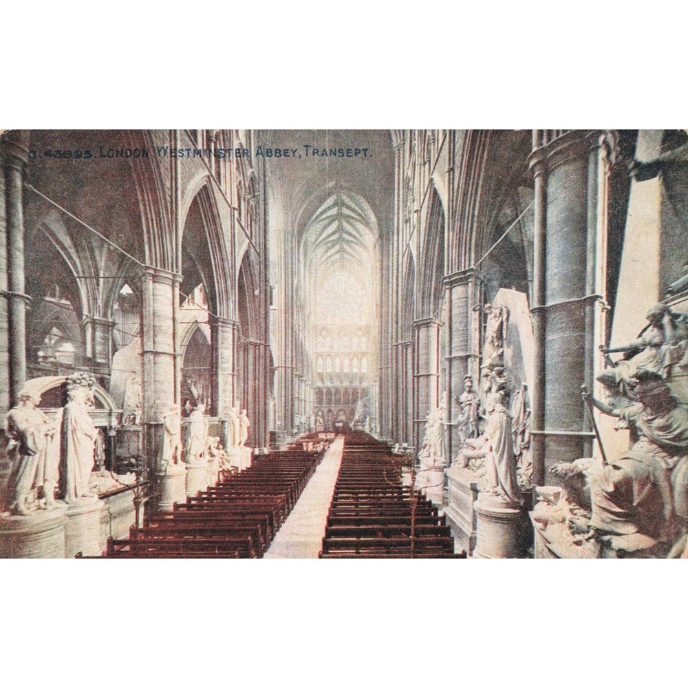 London England Westminster Abbey Transept Gothic Cathedral Interior Postcard - Picture 1 of 2